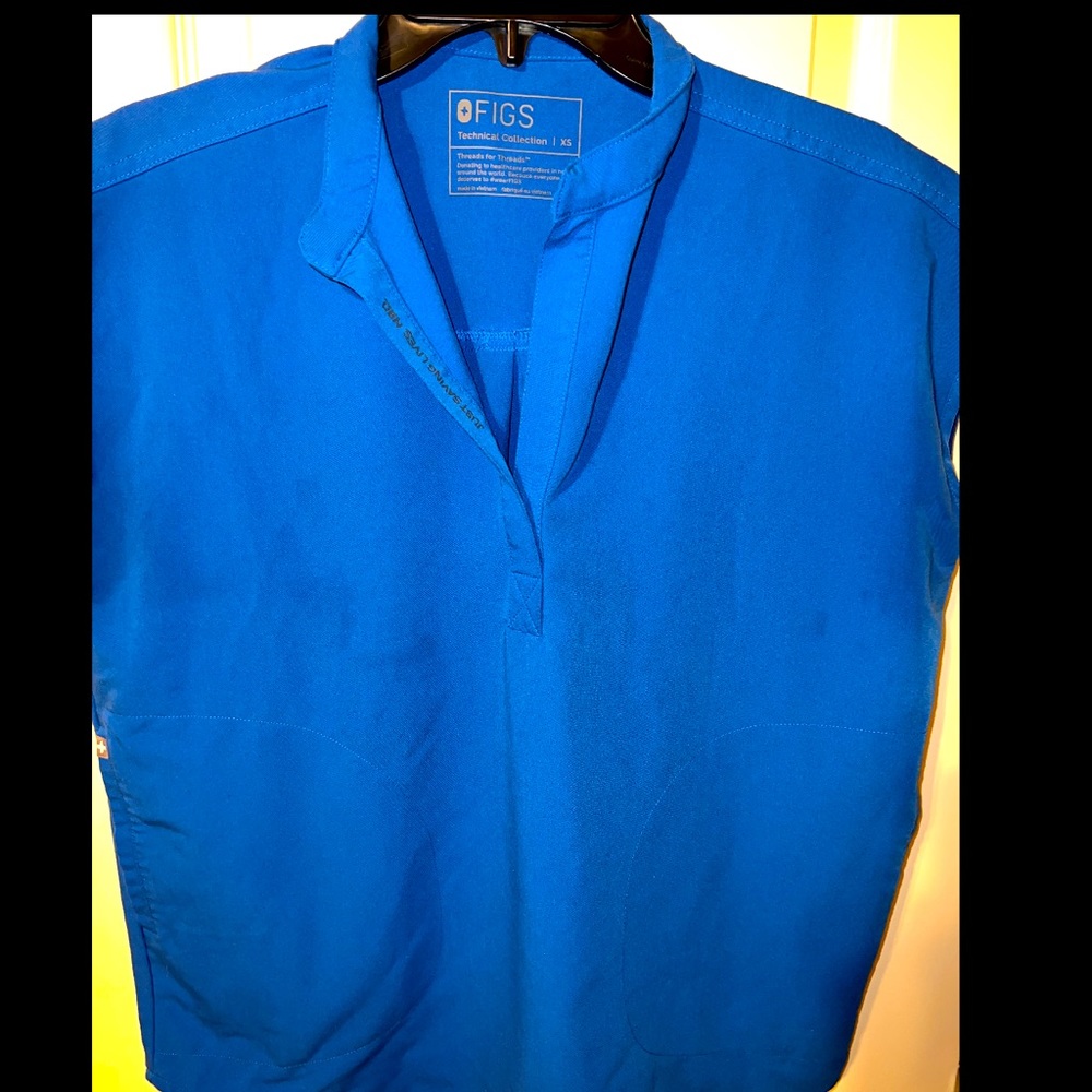 Womens Figs Royal Blue Catarina Rafaela scrub top and livingston bottom